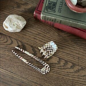 Machete French Hair Pin & Mini Claw in Tortoise Checker